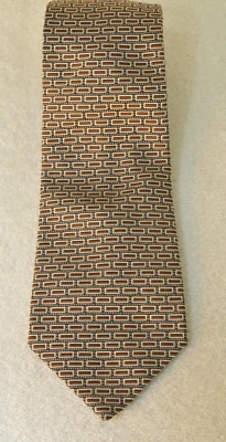 Vintage Brioni Roma Silk Tie Geometric Pattern Black Gold Brown 57 Inch Italy Foto 1 de 4