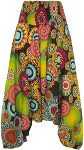 Haremshose für Damen, Baumwolle, Bohemian-Mandala-Muster, Rot-Blau, Weites Bein - Bild 1 von 2