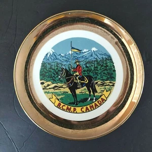 Vintage Plate Royal Canadian Mounted Police 22k Gold Plated Made in Canada Horse - Picture 1 of 8