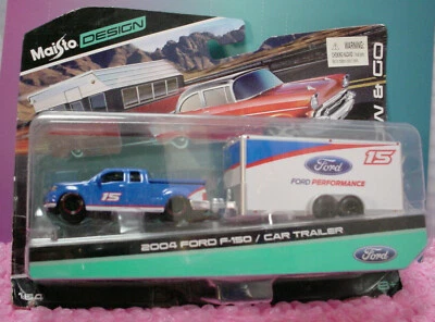 2004 FORD F-150, грузовик / АВТОМОБИЛЬНЫЙ ПРИЦЕП ✰синий/белый; ✰Maisto Design TOW & GO ✰1:64 - Изображение 1 из 4