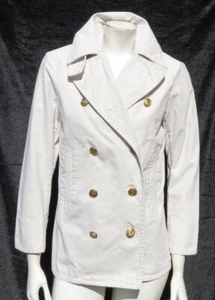 DENIM & SUPPLY RALPH LAUREN Washable White Cotton Canvas Peacoat Pea Coat US XS - Picture 1 of 8