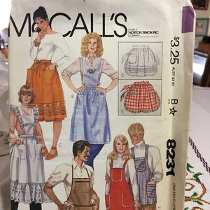 Vintage McCalls Muster 8231 Unisex Schürzen BBQ Metzger halb voll 8 Ansichten ungeschnitten - Bild 1 von 9