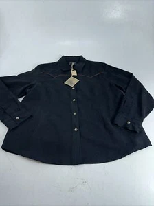 Bit & Bridle Women's Western Shirt Snap Front Sz XL Long Sleeve Black NWT - Picture 1 of 12