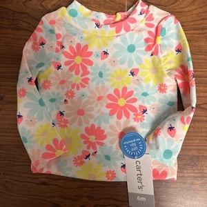 Carter’s Girls Long Sleeve Swim Shirt Size 6 Month UPF 50+ Sun Protection NwT - Picture 1 of 2