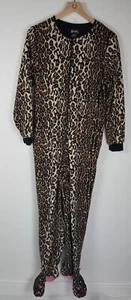 Nick & Nora Women's Sz. S One Piece Zippered Leopard Footed Pajamas - Picture 1 of 7