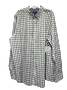 George Men's 3XL Gray Plaid Classic Fit Long Sleeve Button Up Shirt - Picture 1 of 3