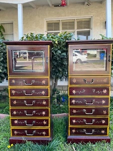 Pair Of Asian Cabinets With Multiple Drawers - Picture 1 of 11
