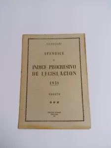 Aranzadi Appendix To The Progressive Index Of Legislation 1951 - August - Picture 1 of 1