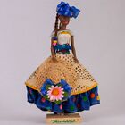 Femme en robe poupée, souvenir jamaïcain, 12" de haut