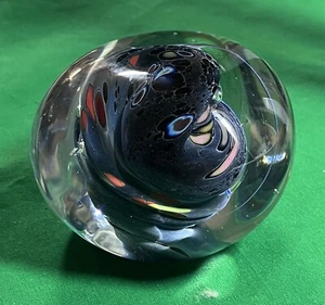 R. Karg Paperweight Clear Swirled Multicolored Interior Signed - Picture 1 of 10