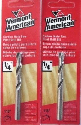 Vermont American 18304 Replacement Hole Saw Pilot Drill Bit Carded USA 2 Packs — 第 1/3 张图片