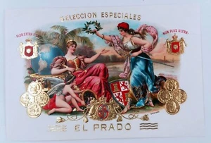 Authentique vintage Etiquette de cigares box label pictural gold c18 - Picture 1 of 2