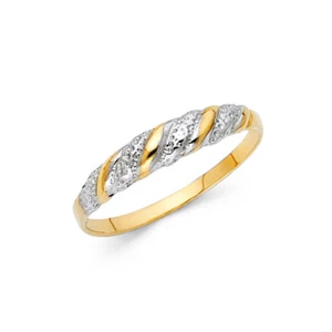 Women 14k Two Tone Gold Petite Twisted Milgrain Fancy Fashion Ring Band Size 7 - Picture 1 of 1