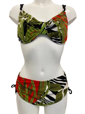 Conjunto de calzoncillos profundos de bikini Maryan Mehlhorn rojo y verde 18 para tazas D 18D con aros Foto 1 de 4