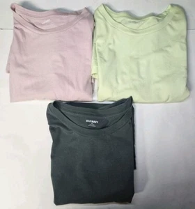 Lot of 3 Old Navy Soft-Washed Crew Neck S/S T Shirts 2XL Green Pink 100% Cotton - Picture 1 of 6