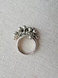 vintage silver 925 Dangle Bell Cluster charm chunky ring size 6 (approximate) - Picture 1 of 7
