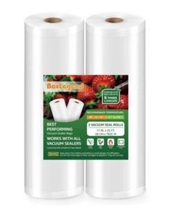 BoxLegend Food Saver Vacuum Sealer Bags, 2 Rolls 11''x25' Vacuum Heat-Seal Rolls - Picture 1 of 7