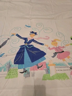 Антикварная плоская простыня 1964 Walt Disney Productions Mary Poppins на всю кровать - Изображение 1 из 4