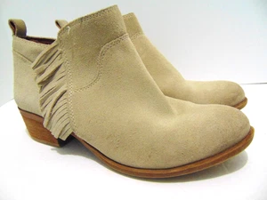 Lucky Brand Boots Womens 6.5 Beige Cowhide Fringe Side Zip Ankle Cowboy Boot - Picture 1 of 8