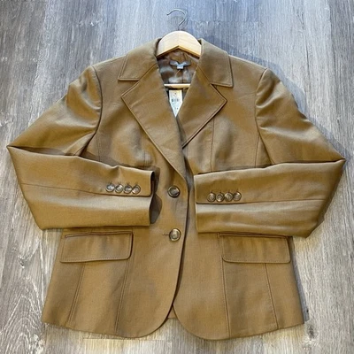 Ann Taylor | 女式棕褐色双扣西装外套 | 14 码 — 第 1/4 张图片