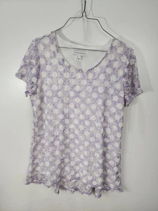 Susan Graver Womens Size Medium M Purple Lace Over Top Blouse Shirt Floral - Picture 1 of 11