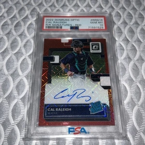 2022 PANINI DONRUSS OPTIC RR SIGNATURES Red MOJO CAL RALEIGH RC /49 PSA 10 AUTO - Bild 1 von 8