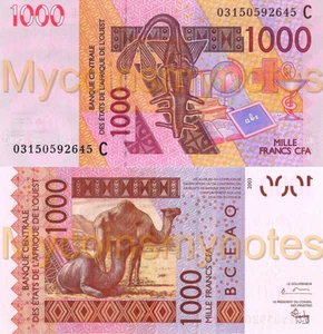 ÉTATS DE L'AFRIQUE DE L'OUEST, BURKINA FASO, 1000 Francs, 2003, Code C, P315Ca - Picture 1 of 3