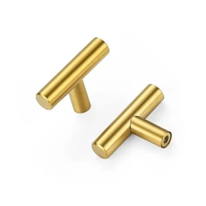 Paquete de 10 perillas de gabinete doradas de 2 pulgadas - perillas de cajón de latón cepillado de un solo orificio para ir... - Imagen 1 de 7