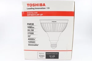 TOSHIBA 20P38/27LNF-UP 20.3W PAR38 DIMMABLE FLOOD LAMP/BULB, 1090LM 2700K 120V - Picture 1 of 4