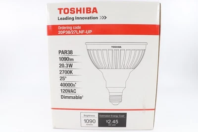 TOSHIBA 20P38/27LNF-UP 20.3W PAR38 DIMMABLE FLOOD LAMP/BULB, 1090LM 2700K 120V - Image 1 of 4