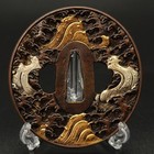 XG103 Tsuba Sword Guard Copper Inlay Antique Metal