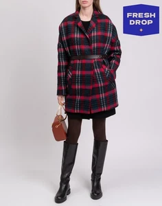 RRP €720 PINKO JEAN Alpaca & Wool Woven Coat IT40 US4 UK8 S Faux Fur Lined - Picture 1 of 9