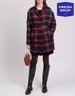 RRP €720 PINKO JEAN Alpaca & Wool Woven Coat IT40 US4 UK8 S Faux Fur Lined - Image 1 of 4