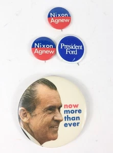 1970s 4 President Nixon,Agnew,Ford US Election Political Pinback Buttons Vintage - Picture 1 of 7