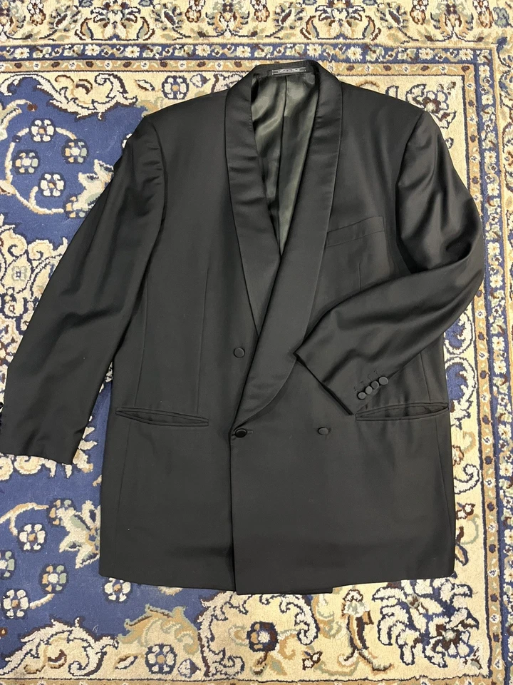 Blazer Esmoquin Ermenegildo Zegna De Colección Para Hombres 50 L Negro Mantón Cuello Doble Pecho Foto 1 de 4