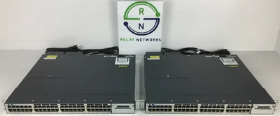 LOT OF 2 Cisco WS-C3750X-48PF-S 48-port 10/100/1000 PoE Switch 2x C3KX-PWR-1100W - Image 1 of 4