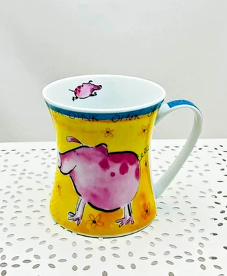 Casa mug céramique cochon rose fond jaune  9,5  x 9 cm env - Photo 1/4