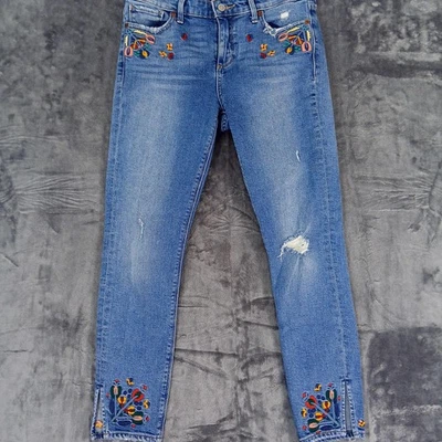 Lucky Brand Jeans Womens 2 26 Ava Skinny Embroidered Floral Ankle Distressed - Image 1 of 4