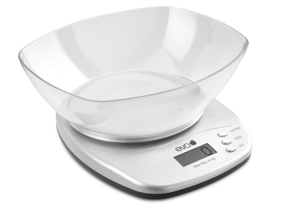 Eva bilancia digitale da cucina 5 kg divisione 2 grammi, abs argento - Immagine 1 di 1