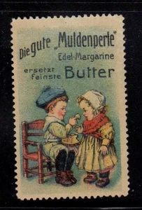 German Advertising Stamp - Muldenperle Brand Butter Substitute - Boy & Girl - Picture 1 of 1