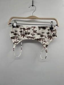 Carve Designs Bikini Top Women's Small Cream Brown Palm Tree Print Swimwear NWT - Picture 1 of 5
