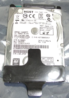 HGST 500GB 5400rpm 2.5" Drive HTS545050A7E680 Z5K500-500 Sata 6.0 Gb/s TT5SAE500 - Image 1 of 4