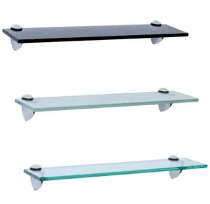 Wandregal Glasregal Glasboden Glasablage Badregal Glas Regal Schwarz Klar Matt - Bild 1 von 18