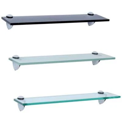 Wandregal Glasregal Glasboden Glasablage Badregal Glas Regal Schwarz Klar Matt - Bild 1 von 4