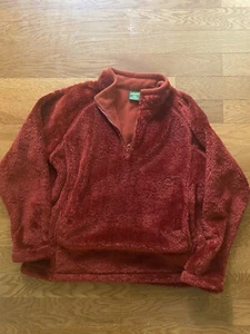 Cabelas Media Cremallera Vellón Difuso - Talla Grande - Rojo con Un Bolsillo Frontal Grande - Imagen 1 de 3