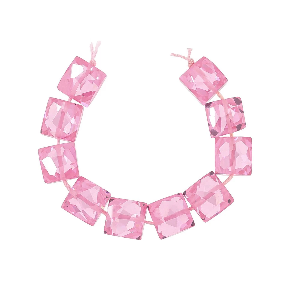 Cuentas de cojín cuadradas facetadas cortadas a mano de circonita cúbica 8 piezas 9 mm rosa #96227 Foto 1 de 1