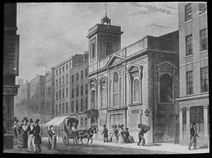 Glass Magic Lantern Slide LONDON ST MILDRED POULTRY C1890 HISTORIC DRAWING - Picture 1 of 2