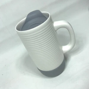Ello White 18oz Ceramic Mug w/ Slider Lid & Silicon Bottom Microwave+Dishwash OK - Picture 1 of 9