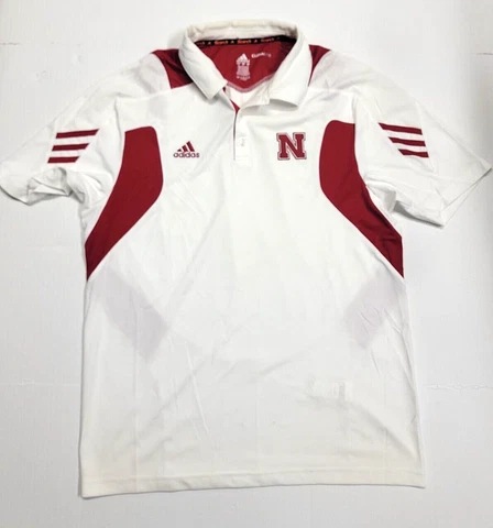 Adidas Climate Men's M Nebraska Cornhuskers Short Sleeve Vented Stretch Polo Cover