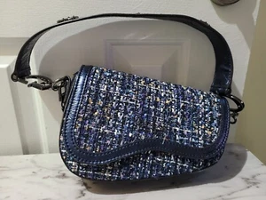 HANDBAG;GUESS G DREAM, CROSSBODY MIDNIGHT BLUE TWEED WOMEN BAG Blue Jean Ready - Picture 1 of 7